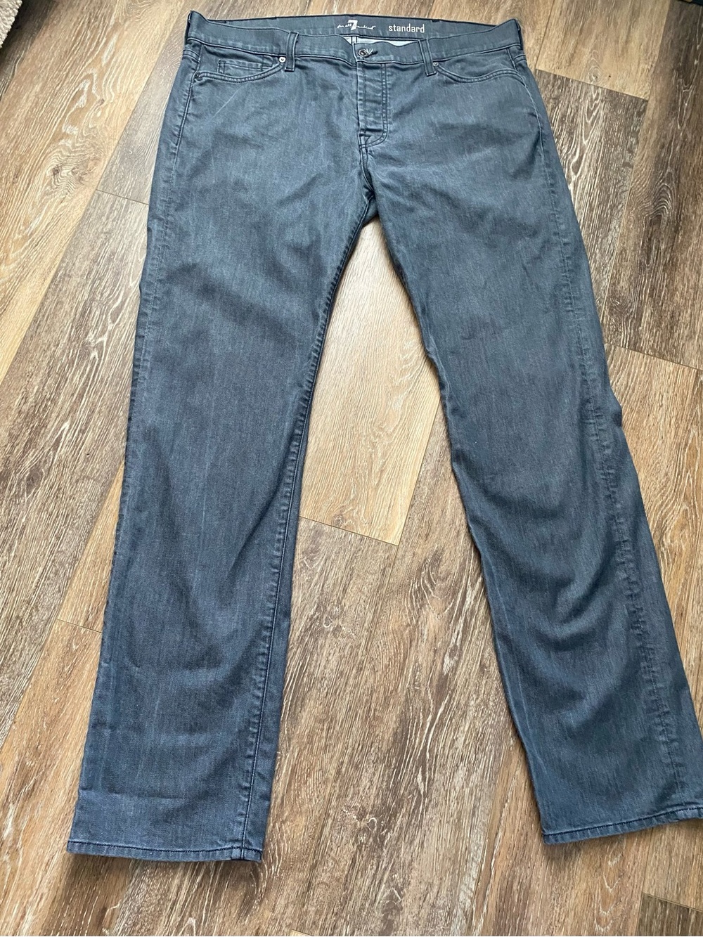 Seven For All Mankind The Straight Denim Jeans Men's Size 38x32 Gray Wash